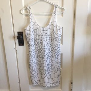 Beautiful silver beaded white cocktail dress